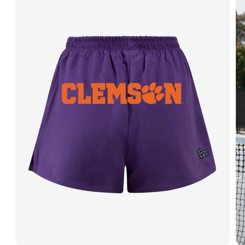 Purple Athletic Shorts with Elastic Waistband
